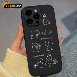 Ốp Đen Viền Vuông TPU In Hình Dễ Thương Dành Cho iPhone 17/16/16e/15/14/13/12/11/X/XR/XS/8/7/6/6S Pro Max Plus