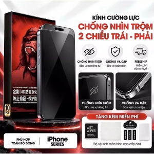 [CHỐNG NHÌN TRỘM] Kính cường lực chống nhìn trộm cho iPhone 18 Promax 17 Promax 16/15/14/13/12/11 Plus/Xs/Xr full màn