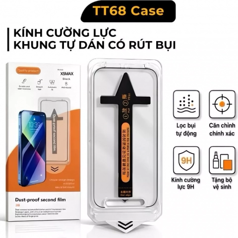 [HỘP CAM] Kính Cường Lực Có Khung Trợ Dán dành cho iP 18/17/16/15/14/13/12/11 Promax/Pro/ Plus/ Xs/Xr